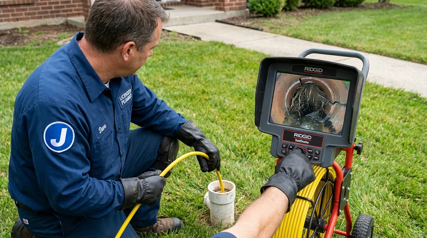 Sewer camera inspection being performed by Johns Plumbing LLC in Yoncalla