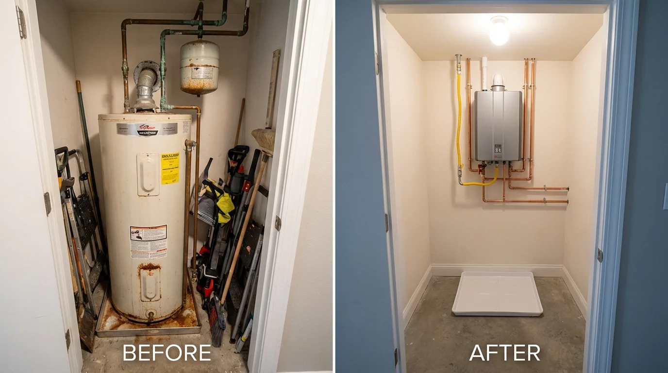 Tank water heater versus wall-mounted tankless unit comparison for Yoncalla, OR homeowners